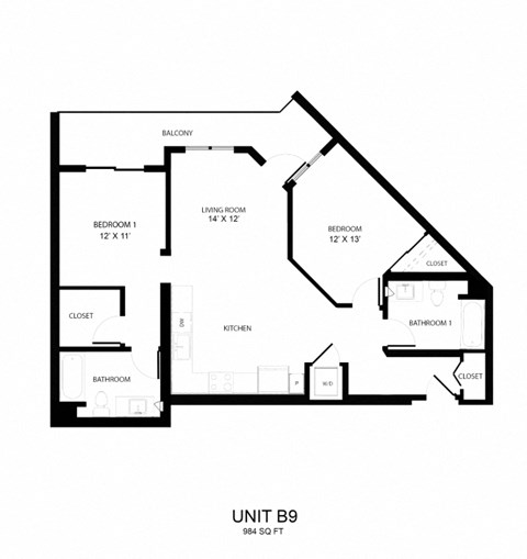 a floor plan of unit b3 of the unit 80 apartments